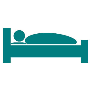 Ein Logo, auf dem ein Bett zu sehen ist.