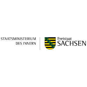 Die Leitmarke des Freistaates Sachsen mit der Absenderfahne des Sächsischen Staatsministeriums des Innern.