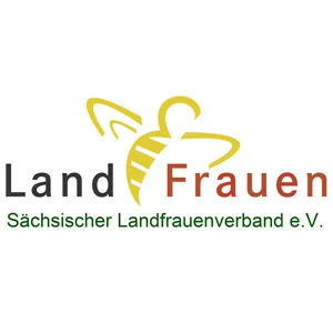Ein Schriftlogo der Landfrauen Sachsens zeigt eine Biene.