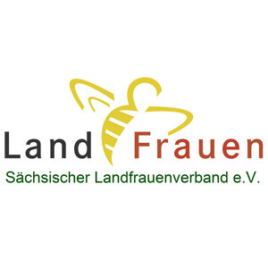 Ein Schriftlogo der Landfrauen Sachsens zeigt eine Biene.